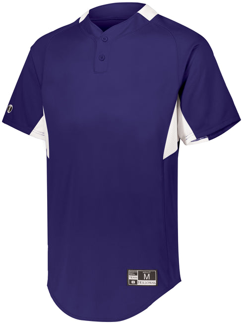 Holloway Youth Game7 Two-Button Baseball Jersey (221224), Color 'Purple/White'